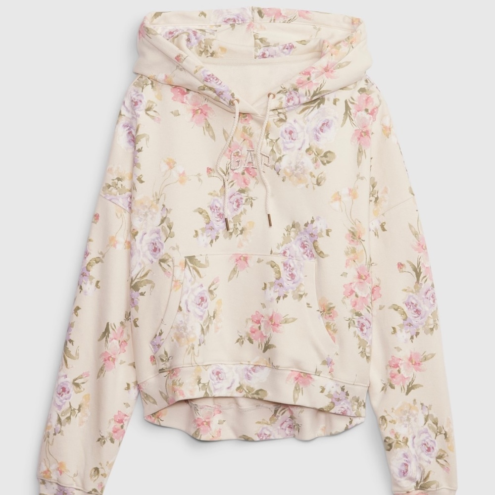 NWT Gap × LoveShackFancy Floral Cropped Logo Hoodie